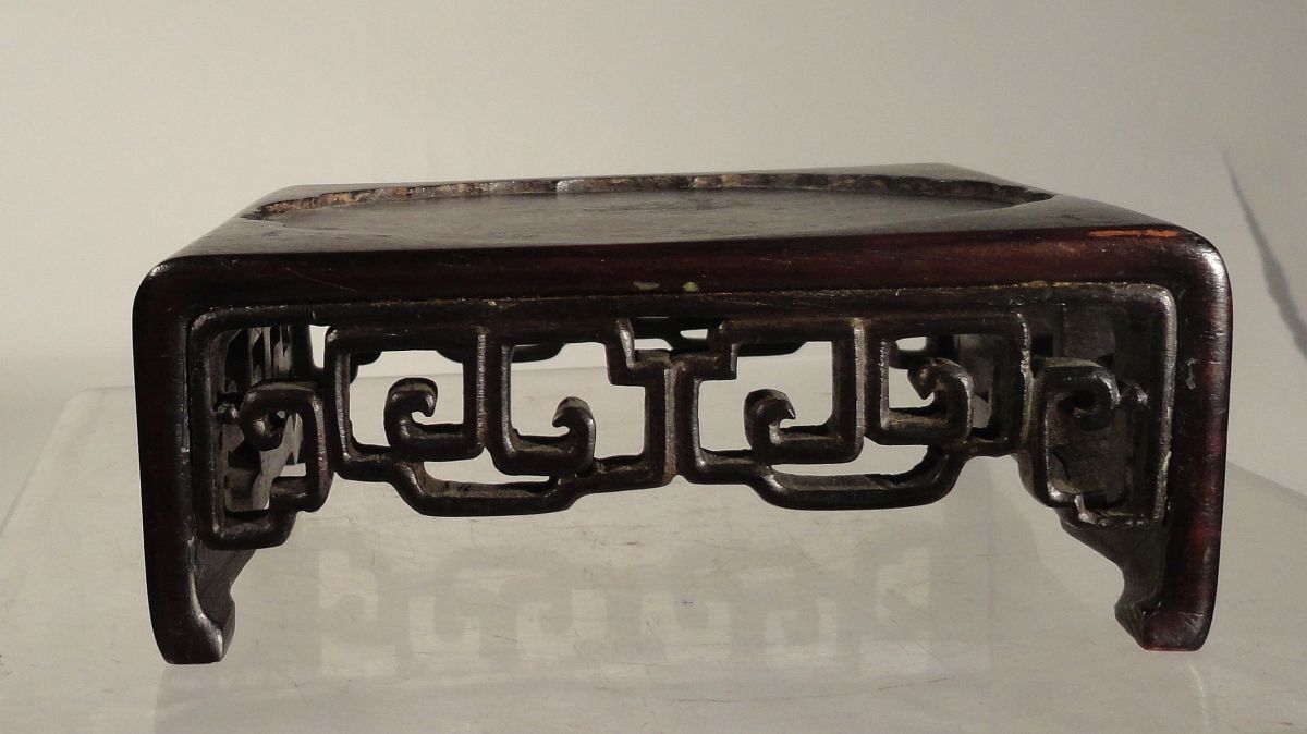 Antique Chinese Carved Base Stand Square Reticulated Hardwood Rosewood Hongmu Без бренда - фотография #4