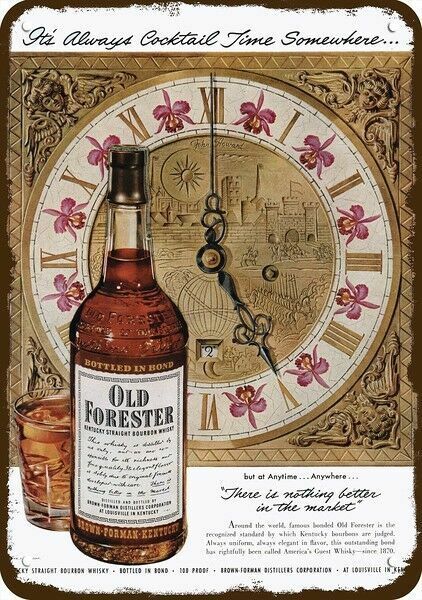 1951 OLD FORESTER WHISKY HOWARD Clock Art VntgLook DECORATIVE REPLICA METAL SIGN Без бренда