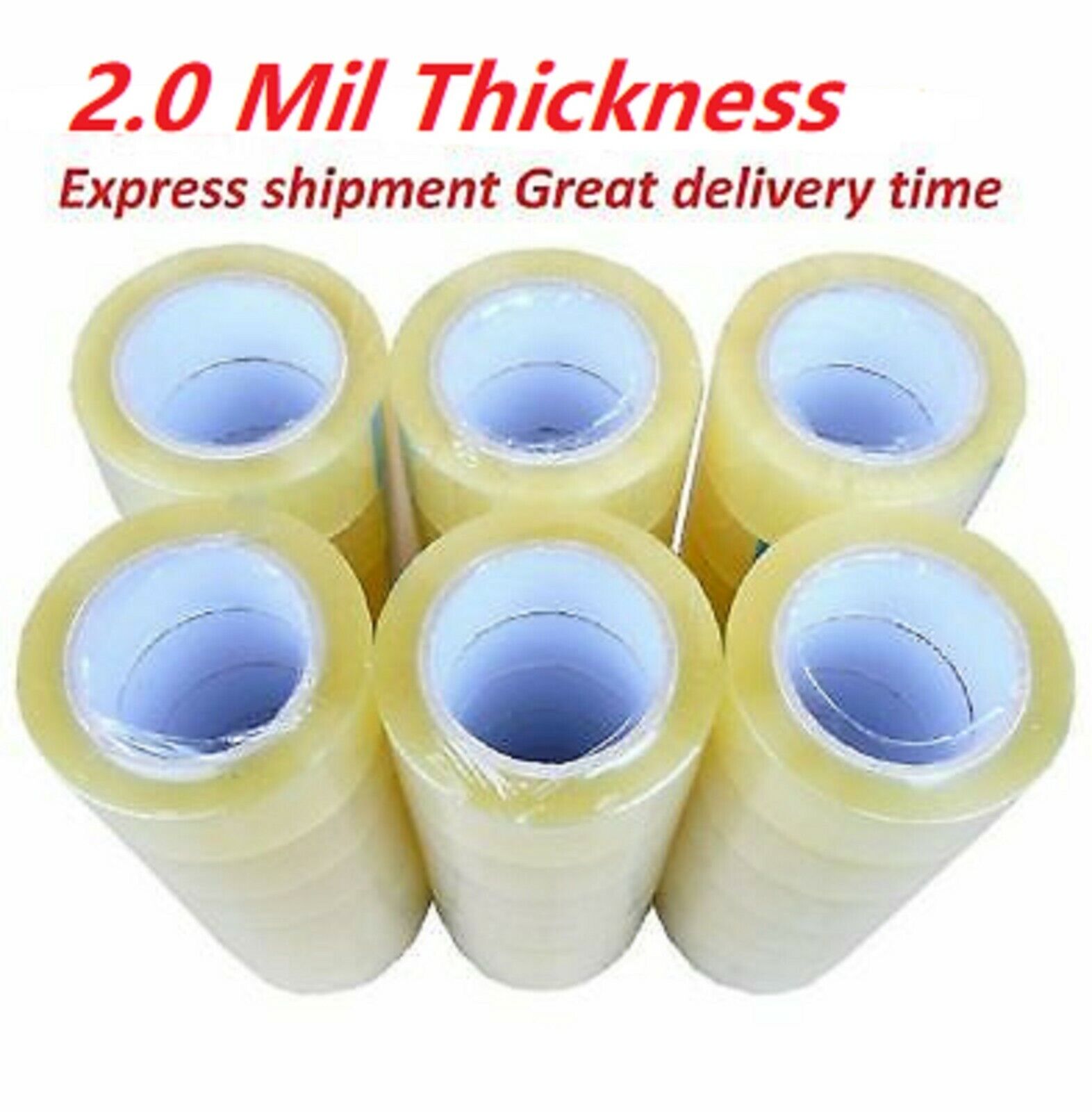 36 Rolls Clear Packing Packaging Carton Sealing Tape 2.0 Mil Thick 2x110 Yards Prinko 36 rolls