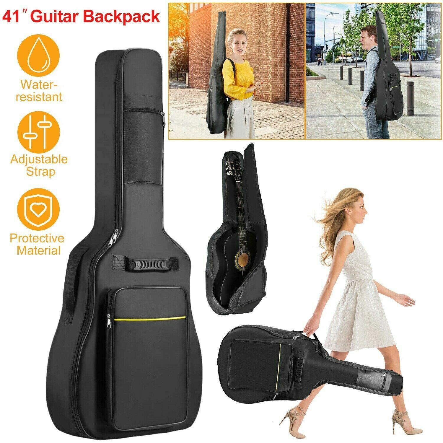 40"/41" Classical Acoustic Guitar Case Gig Bag Heavy Duty Thicken Soft Padded isYoung Padded Protective Acoustic Guitar Gig Bag