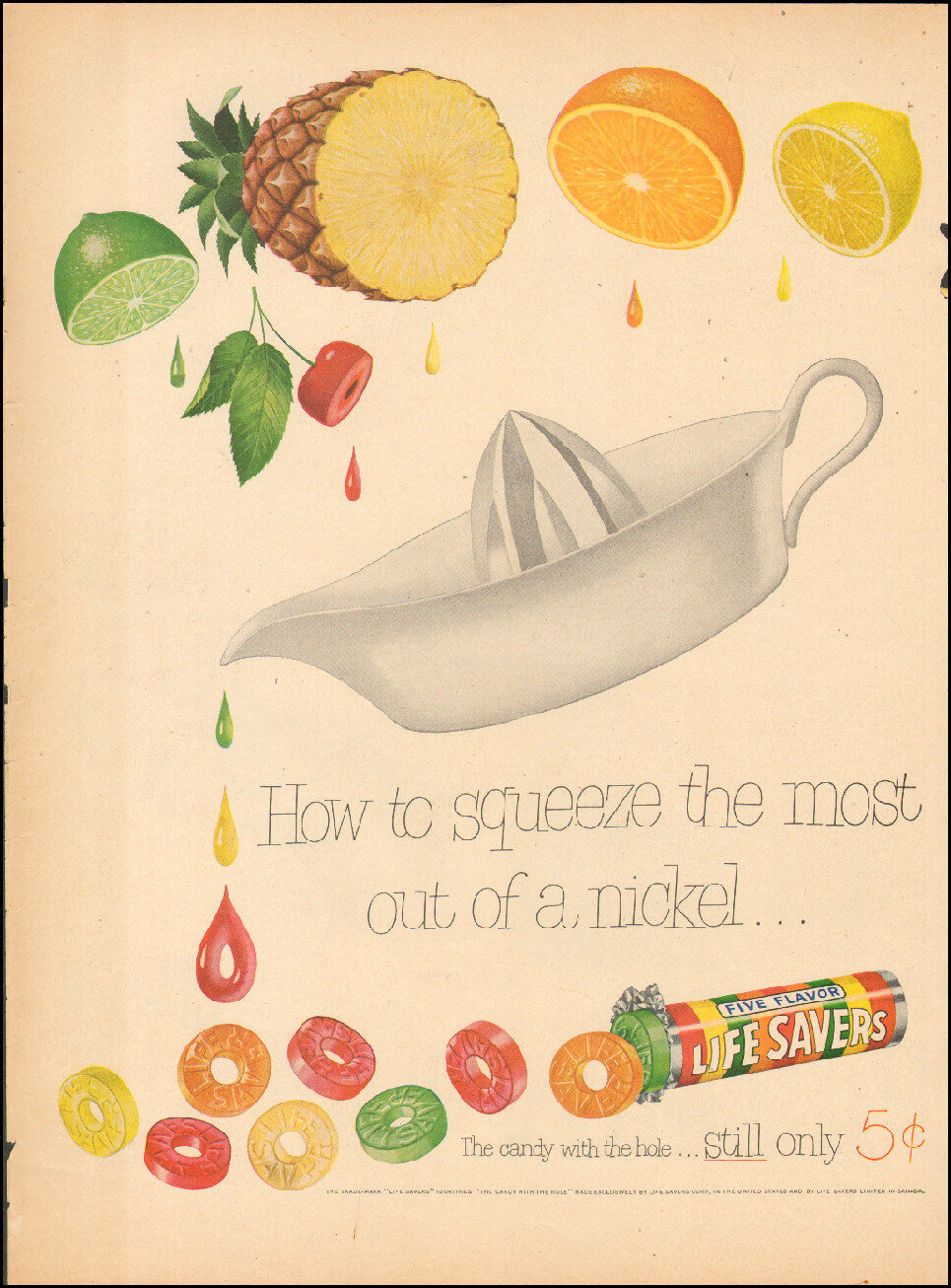Vintage ad for Life Savers Candy Pineapple Limes Lemons Art Price   080817 Без бренда