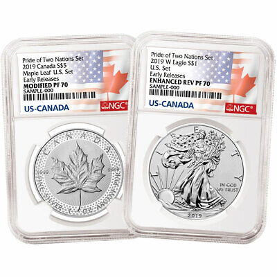 2019 Pride of Two Nations 2pc Set U.S. Set NGC PF70 ER Flags Label Без бренда