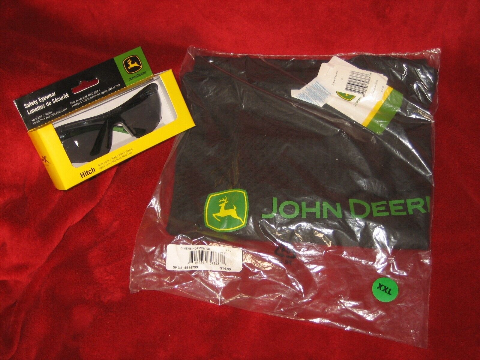 BRAND NEW JOHN DEERE T-SHIRT XXL & WILEY X TINTED SAFETY GLASSES NEW IN BOX! Без бренда
