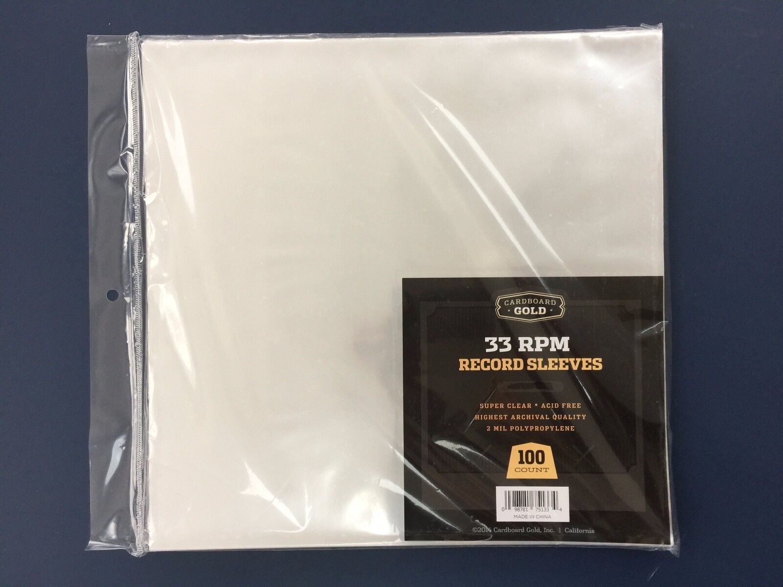 100 Clear Poly Plastic LP Outer Sleeves 2 Mil 12" Vinyl 33rpm Record Album Cover Card Board Gold 33 RPM RECORD SLEEVES