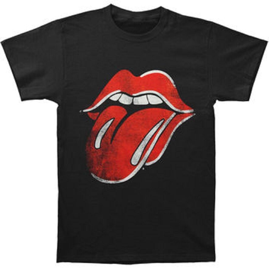 New: Vintage Distressed ROLLING STONES Tongue Rock Concert T-Shirt (Black) Rolling Stones