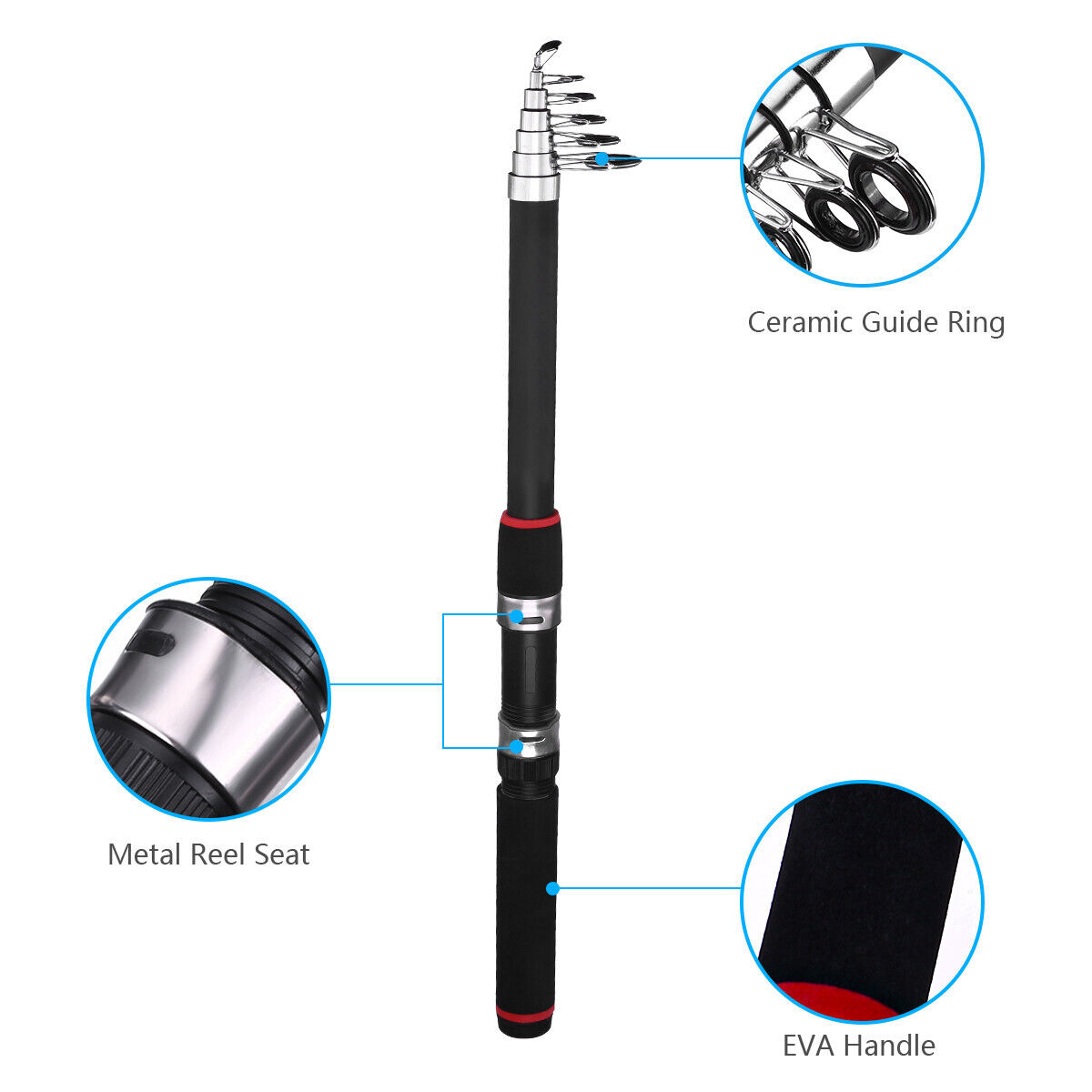 2X Fishing Pole Spinning Rod Carbon Fiber Portable Medium Fast Lightweight 3.0m Unbranded - фотография #5