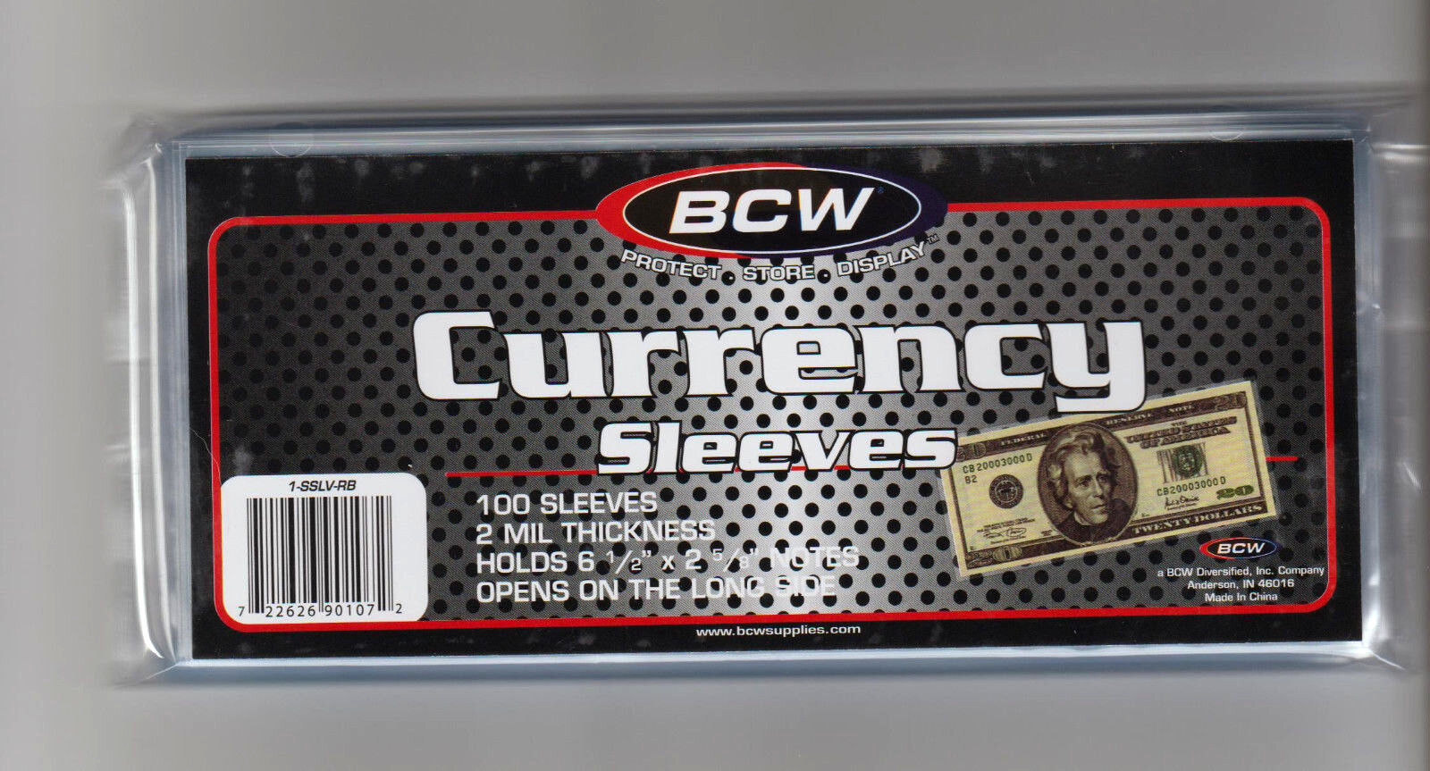 100 Regular Dollar Bill Currency Sleeves - Money Holders- Protectors - FREE SHIP BCW 1-SSLV-RB