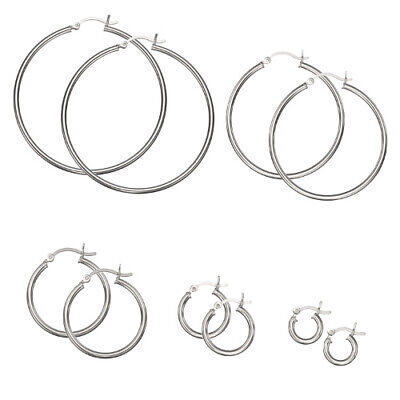 .925 Sterling Silver Plain 2mm Thin Polished Round Hoop Earrings - CHOOSE A SIZE Bling For Your Buck