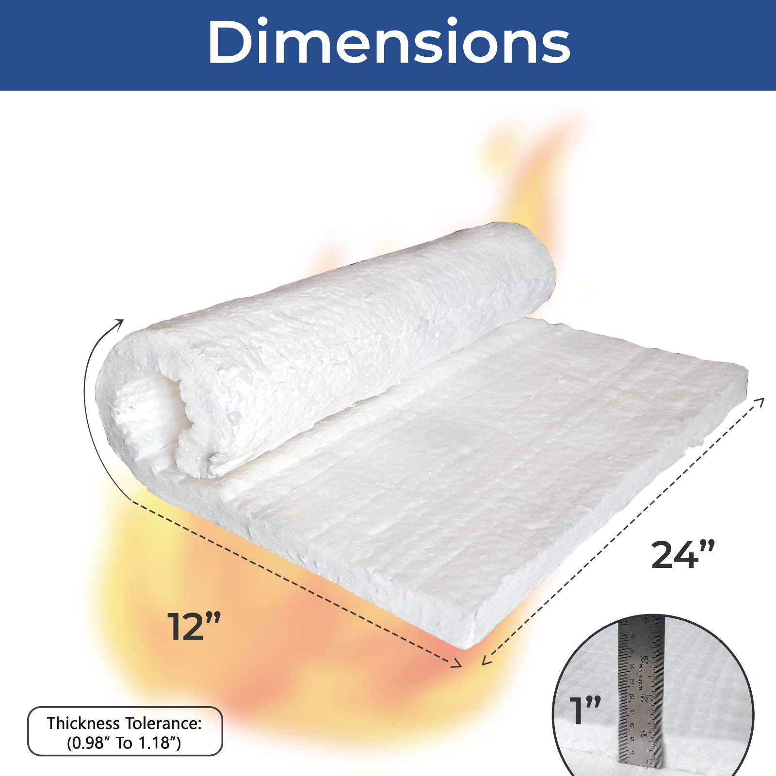 Ceramic Fiber Blanket - 1"x12"x24" Thermal High Temp Insulation 2600F - 2 Piece Simond Store Does Not Apply - фотография #2