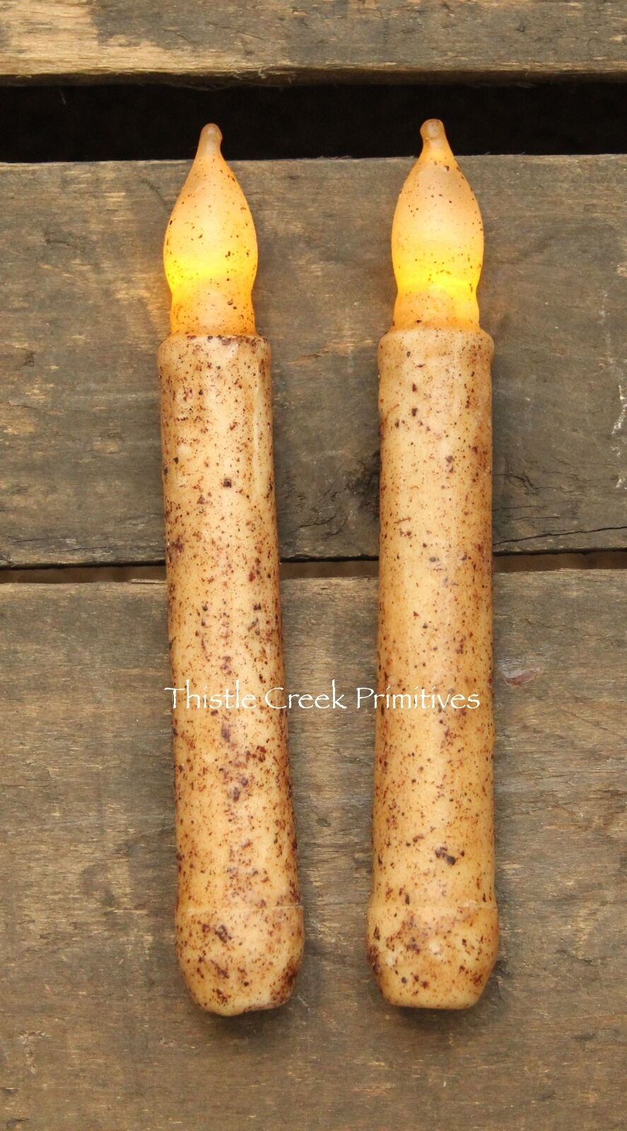 Set of TWO - LED Burnt Ivory 6" - 6.5" TIMER Battery Operated Taper Candles  The Hearthside Collection 84021 - фотография #2