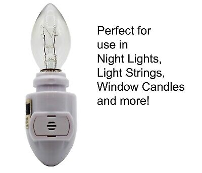 (25 Pack) Night Light Bulbs, C7, Clear, Steady, 4 Watt, Candelabra Base E12 Creative Hobbies® 7274 - фотография #5