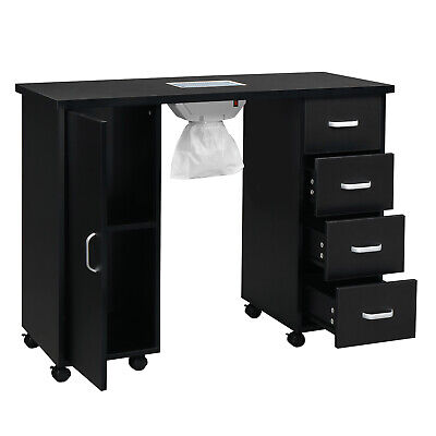 Black Nail Table with Fan and 4 Drawers for Manicures - Single Door Unbranded - фотография #6
