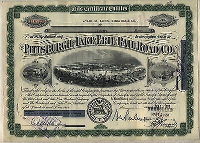 Pittsburgh & Lake Erie Railroad Company Stock Certificate Pennsylvania Без бренда