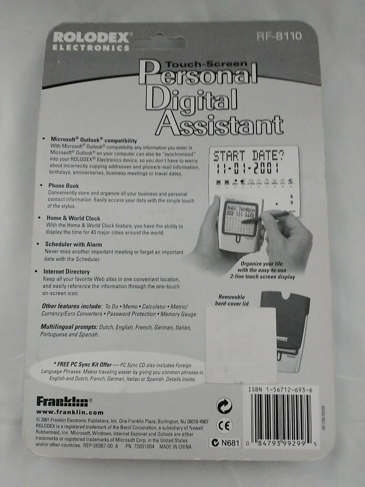 Rolodex Electronics Touch Screen RF-8110 Personal Digital Assistant Franklin RF-8110 - фотография #2