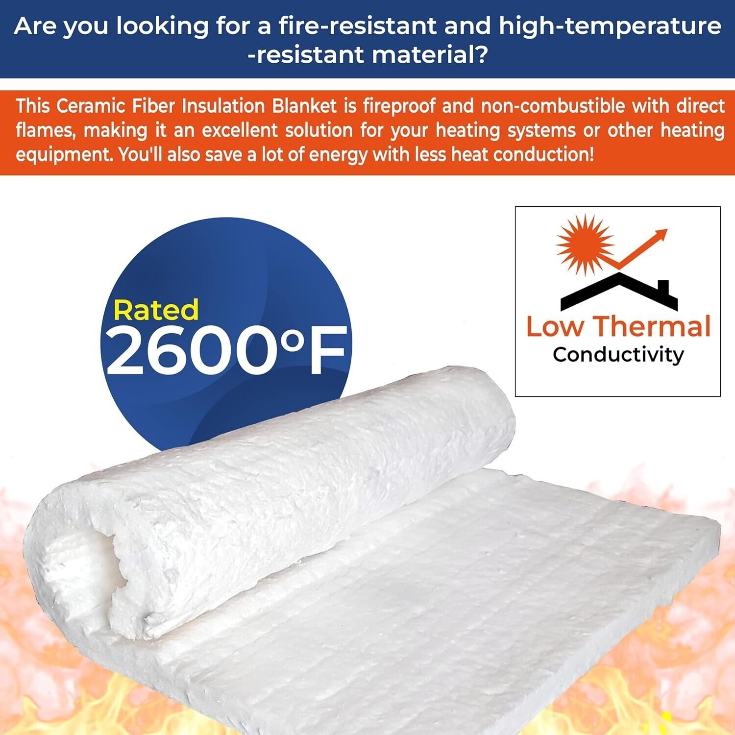 Ceramic Fiber Wool Thermal Insulation Blanket 1" x 12" x 24" -2600F, 8# (2 pcs) Unbranded Z4F2 - фотография #3