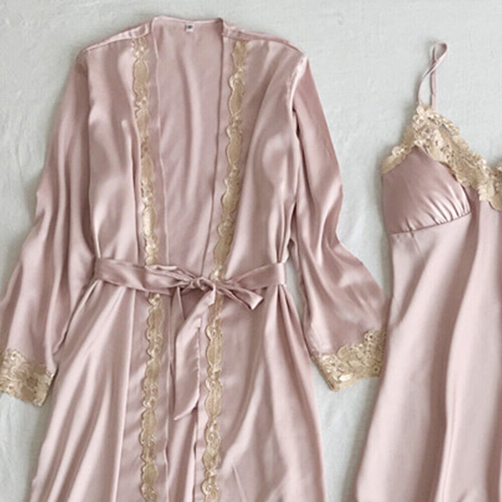 5pcs Women Satin Silk Bathrobe Nightdress Shorts Pajamas Sleepwear Lingeries Set Unbranded Does Not Apply - фотография #13