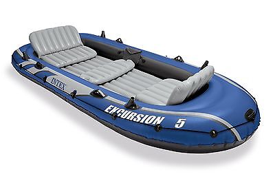 Intex Excursion 5 Person Inflatable Fishing Boat Set with 2 Oars, Air Pump & Bag Intex 68325VM