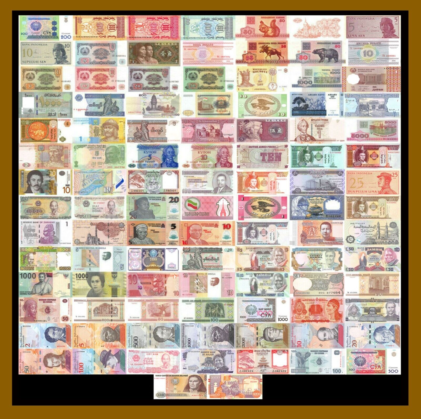 100 Pcs of Different World Mix Mixed Foreign Banknotes Currency Lot 36 Country Без бренда