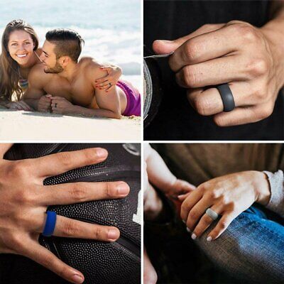 Silicone Wedding Engagement Ring Men Women Rubber Band Gym Sport Flexible Unbranded/Generic 13838806 - фотография #3