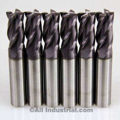 6 PCS 4 FLUTE 1/8 END MILL SOLID CARBIDE TIALN COATED X 1/2 X 1-1/2 CNC BIT All Industrial Tool Supply E5021008TF
