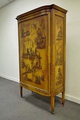 Vintage Oriental Chinese Asian Lacquered Figural Painted Mirrored Cabinet Curio Без бренда - фотография #12