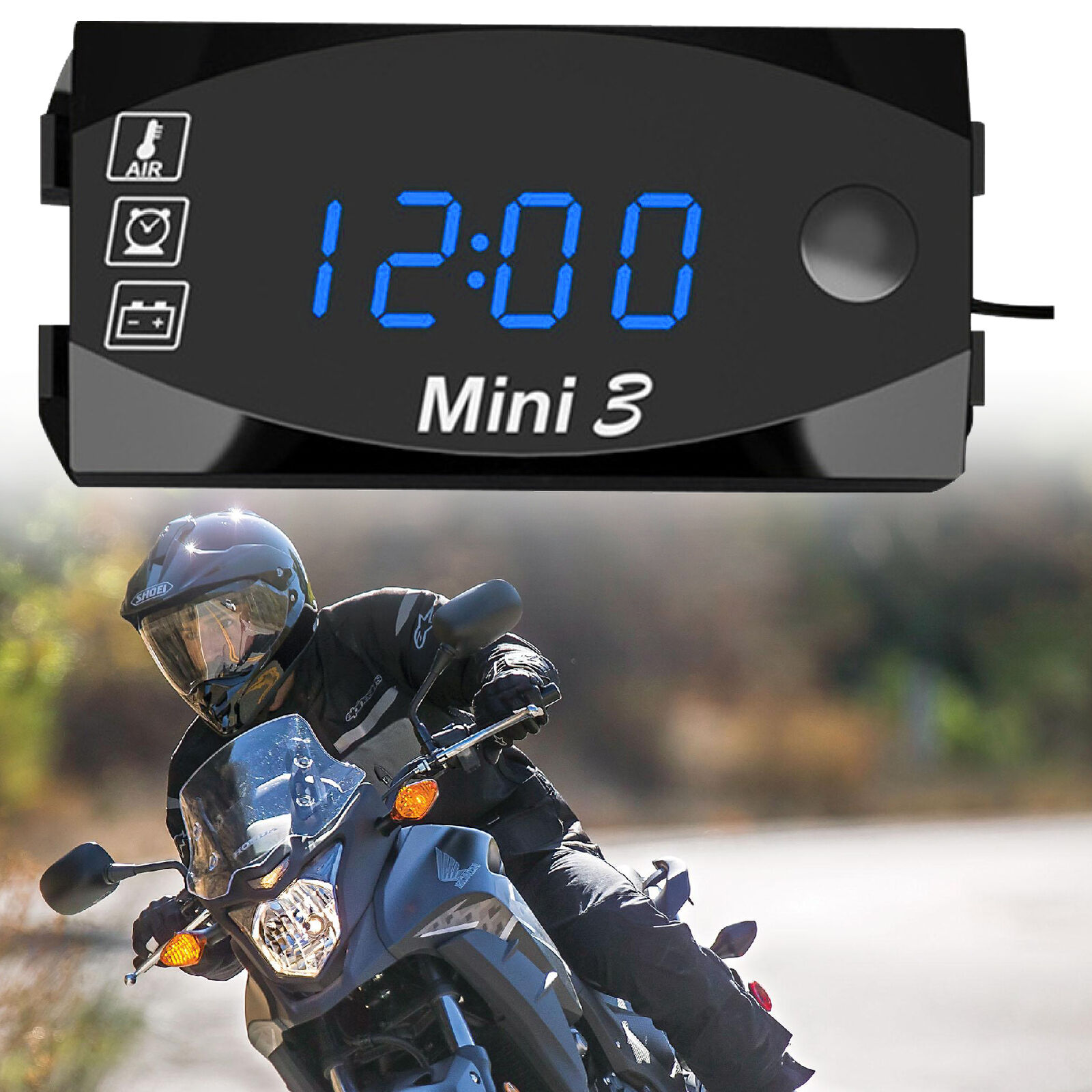 Practical Electronic Clock Thermometer Voltmeter IP67 3 in 1 12V for Motorcycle  Unbranded Does Not Apply - фотография #4