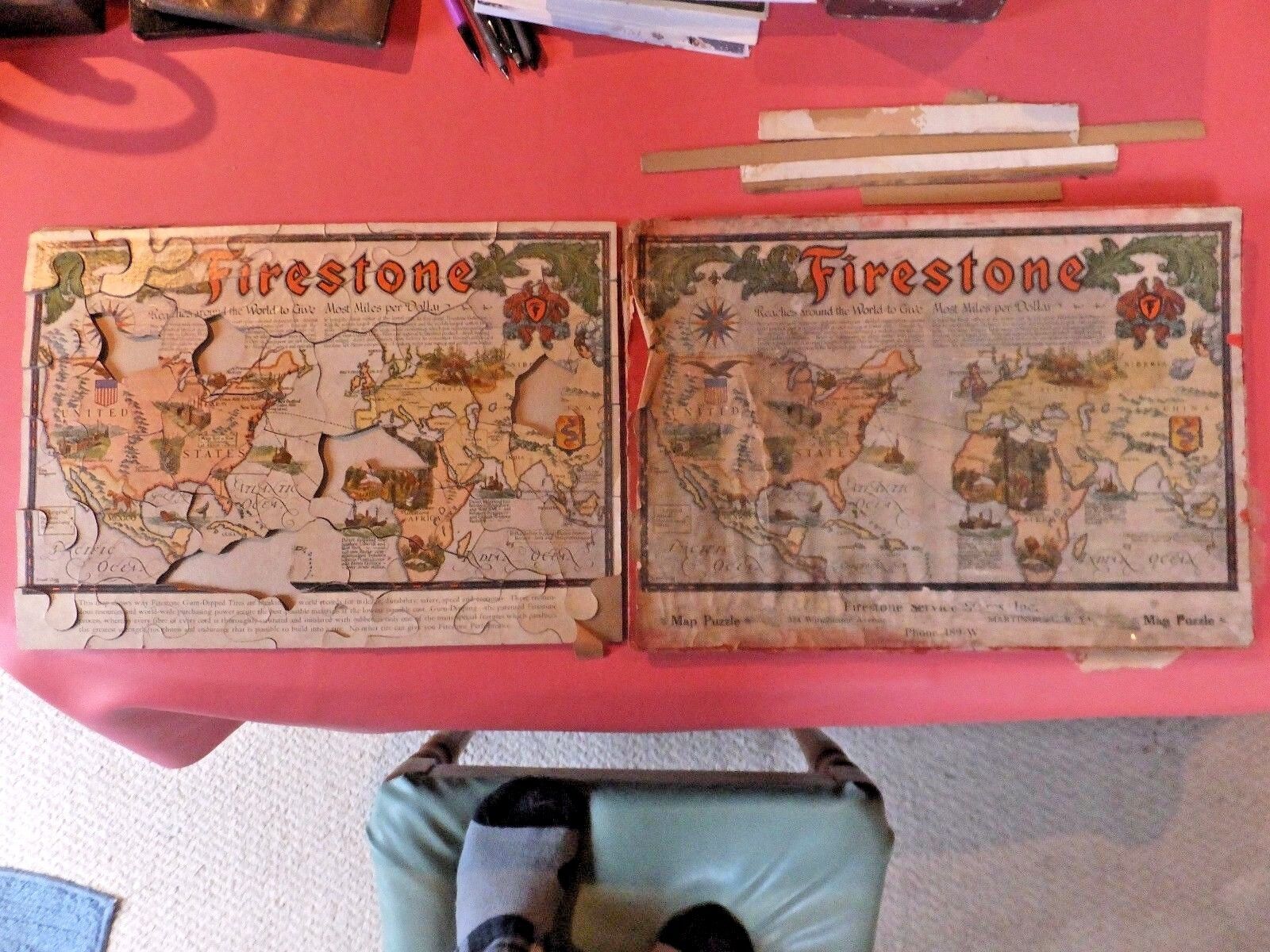 RARE 1920's Firestone Jigsaw Map Puzzle. Firestone Stores, Martinsburg, W. VA.  Без бренда