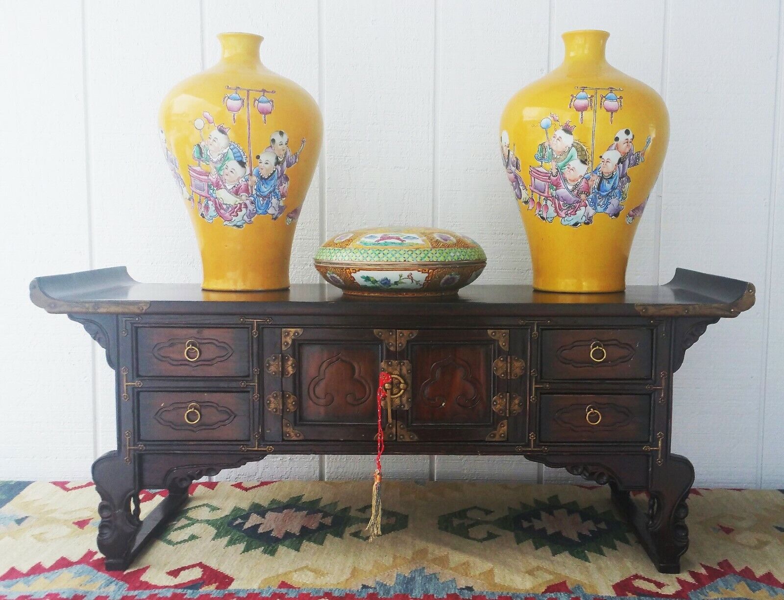 ALTAR TABLE vtg chinese wood cabinet display antique furniture buddha temple art Без бренда