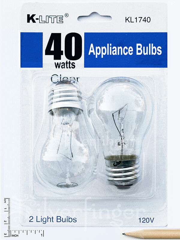 2-Pk Appliance Light Bulb Refrigerator Freezer Oven Microwave Fridge Fan A15 40W K-LITE Appliance Bulb