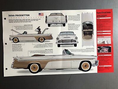 1956 DeSoto Pacesetter IMP "Hot Cars" Spec Sheet Folder Brochure Awesome L@@K Без бренда Pacesetter - фотография #2