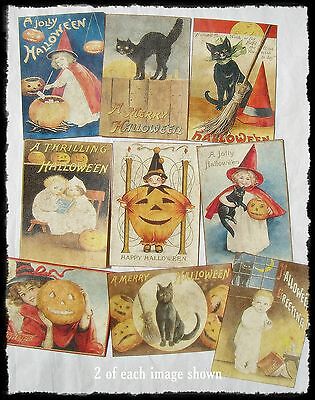 Set of 18 VICTORIAN VINTAGE-LOOK HALLOWEEN LABELS Holiday Decor Primitive/Grungy Без бренда