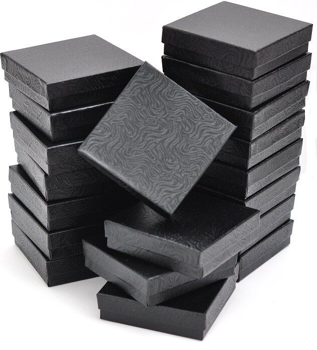 12pc Black Cotton Filled Jewelry Boxes Bracelet Gift Boxes Black Bracelet Boxes Unbranded