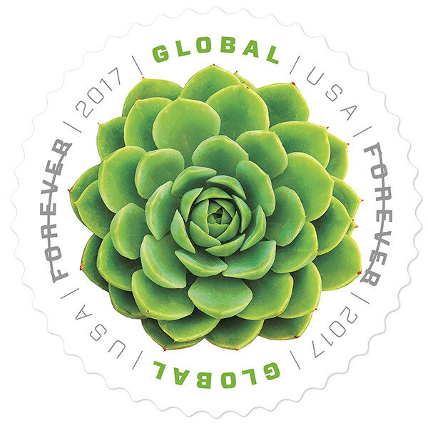 USPS New Global Forever Green Succulent Pane of 10 Без бренда
