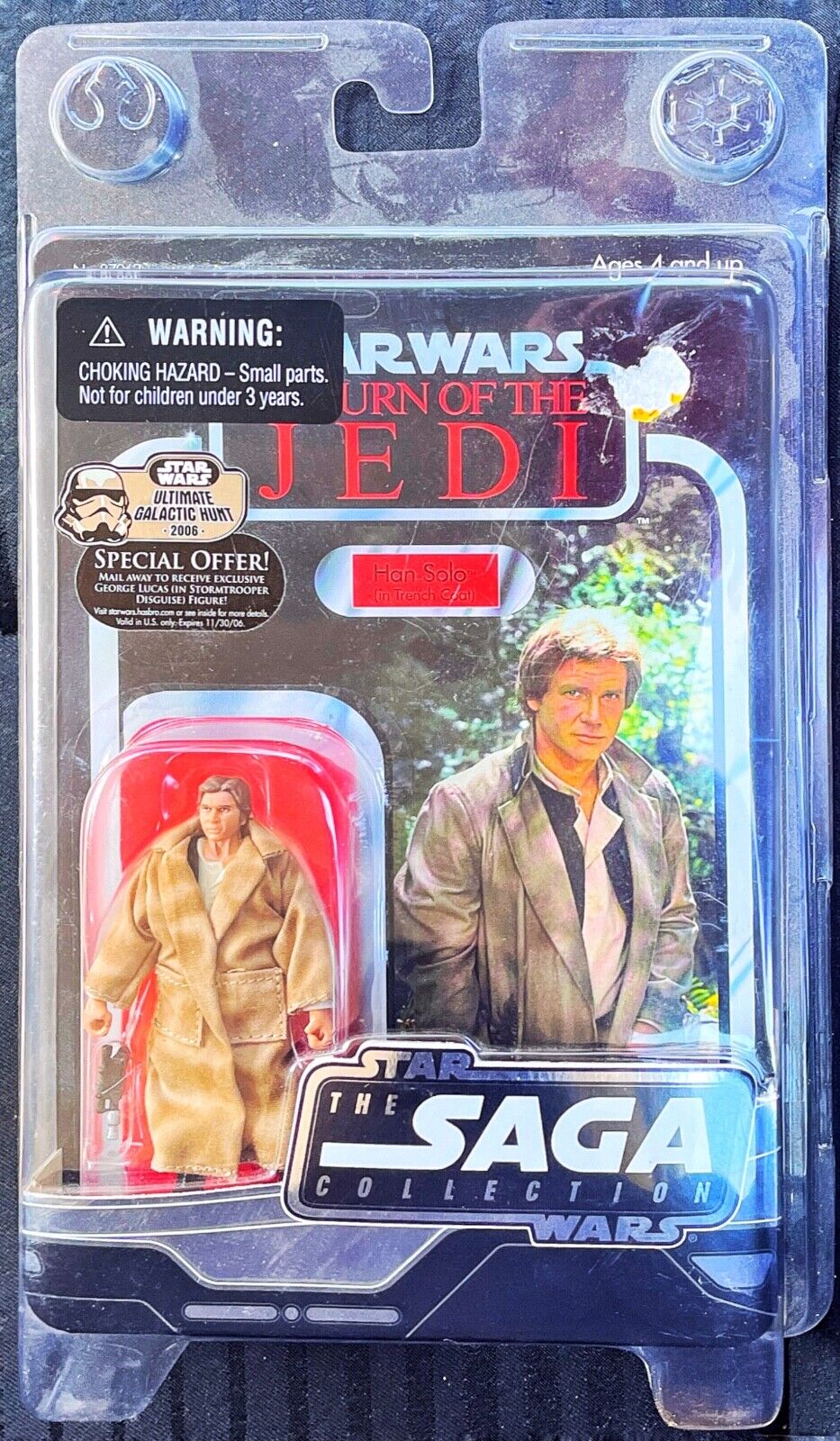 Star Wars HAN SOLO Action Figure Return of the Jedi Vtg Saga Collection 2006 New Hasbro Han Solo in Trench Coat - фотография #4