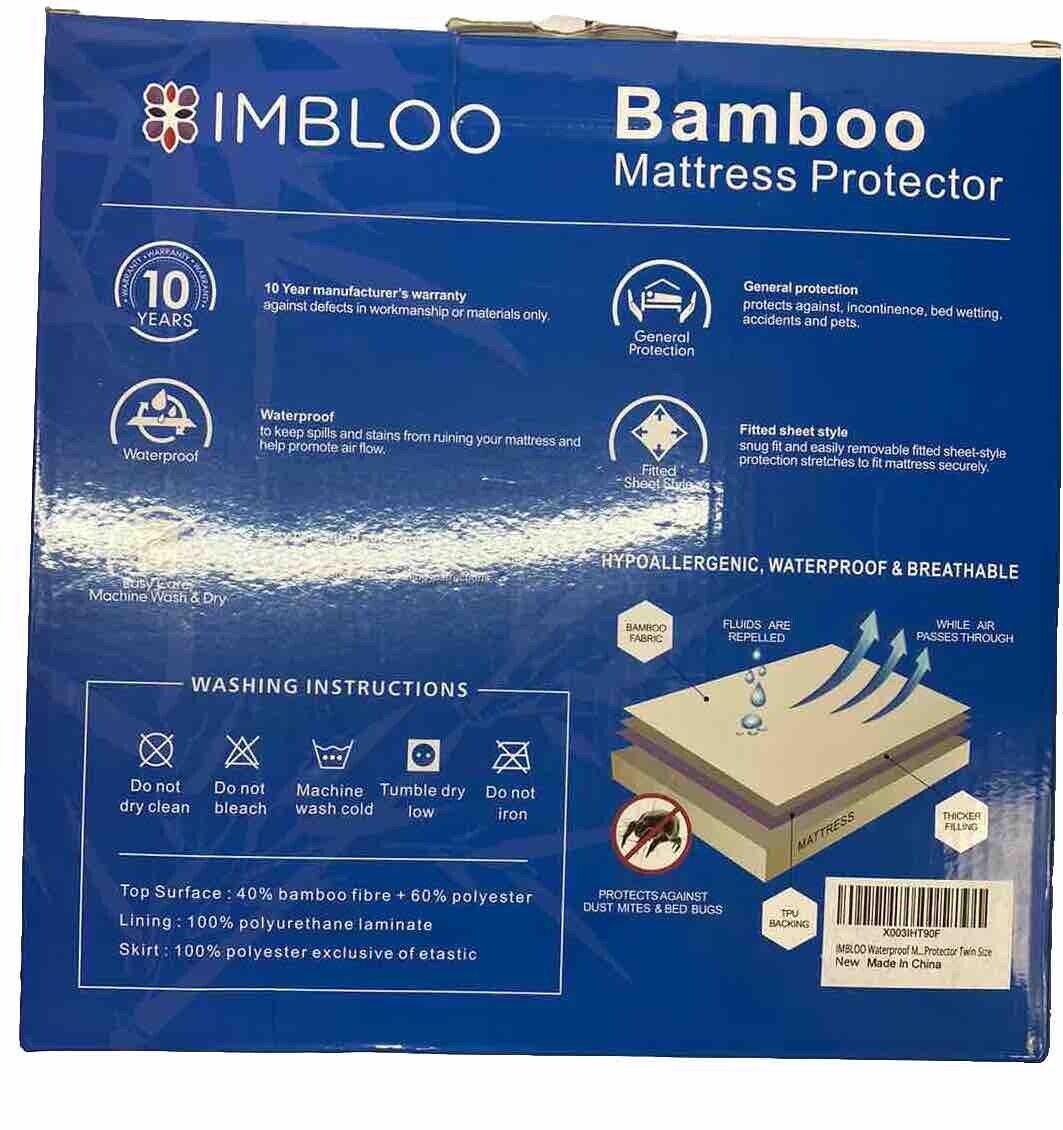 Imbloo Bamboo Matress Protector Twin Mattress Imbloo - фотография #2