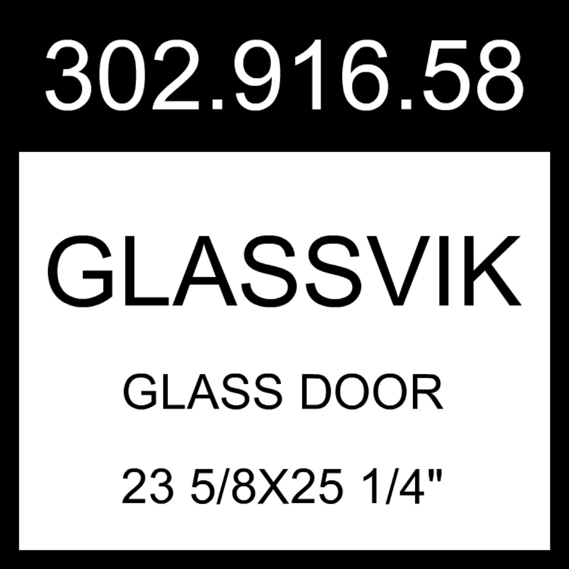 IKEA GLASSVIK Glass Door Black/clear Glass  23 5/8x25 1/4" 302.916.58 ikea