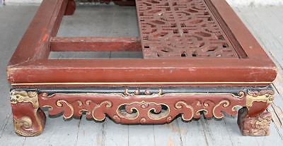 Large Antique Chinese Hand Carved Dragon Wood Table. Lattice Panel Pedestal RARE Без бренда - фотография #8