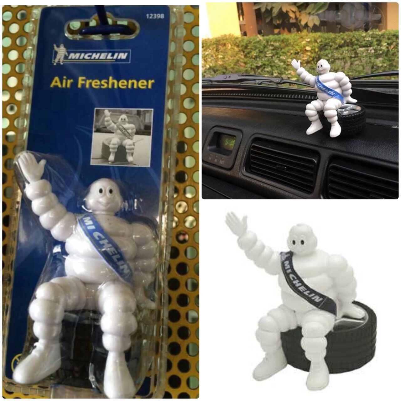 MICHELIN Man Doll Collectible BIBENDUM Figure Sit on Tyre 4"  Air Freshener Car Michelin
