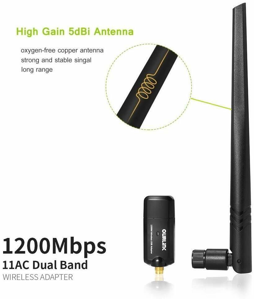 Mini AC600 Dual Band 2.4/5Ghz WiFi Wireless N USB Adapter Dongle 802.11ac/b/g/n OURLINK - фотография #2