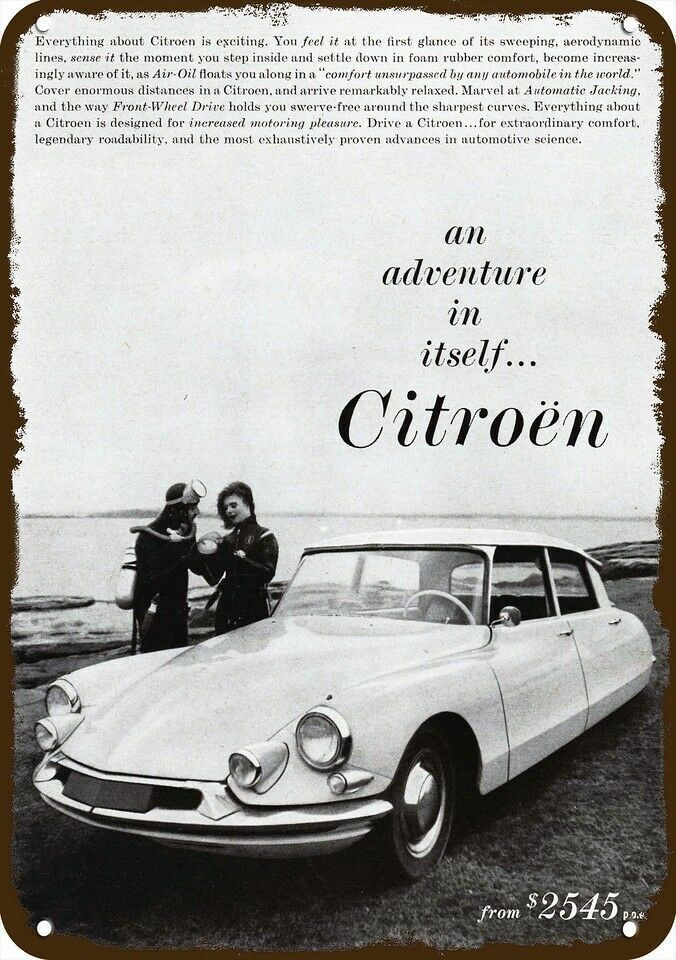 1960 Scuba Dive & CITROEN Car Vintage-Look DECORATIVE REPLICA METAL SIGN Без бренда
