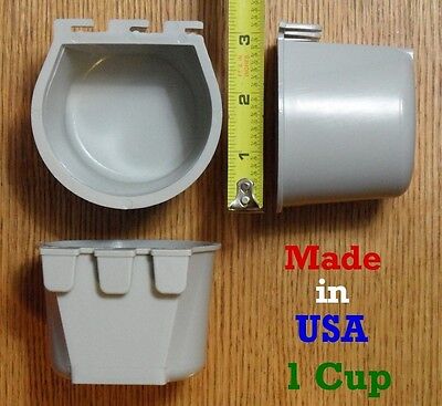 Cage Cups (12pcs) Gray 1 Cup / 8 fl oz Hanging Feed & Water Cage Cups Chickens Shift Lock