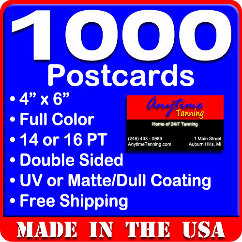 1000 Custom Full Color 4x6 Postcards w/UV Glossy - Real Printing + Free Shipping Без бренда