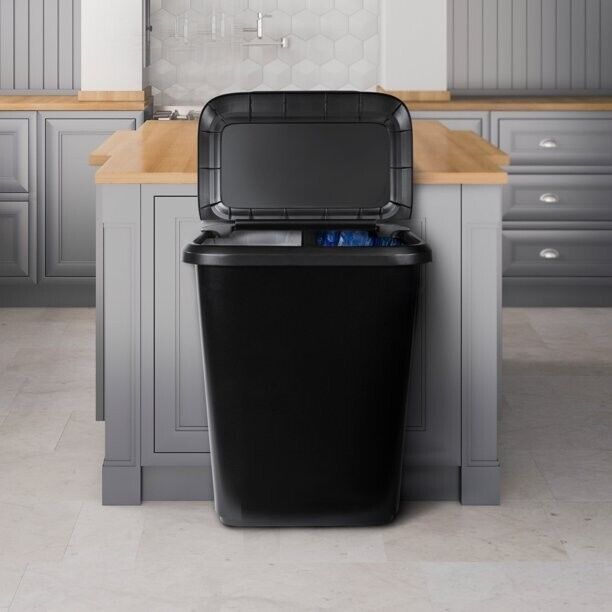 20.4 gal Dual Function XL Plastic Divided Kitchen Trash Can, Black Unbranded