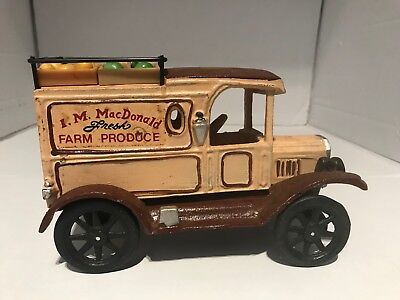Antique Cast Iron "MacDonald" Fresh Farm Produce Cooler Truck W/Fruit Без бренда