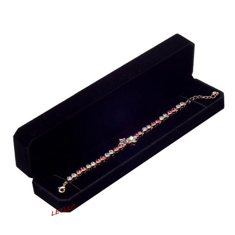 Deluxe Black Velvet Bracelet Necklace Watch Box Case Pendant Chain High Quality Lily Treacy - фотография #2