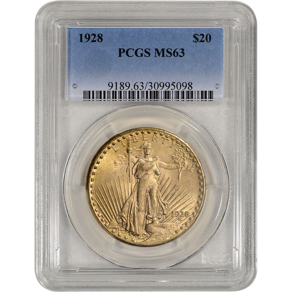 US Gold $20 Saint-Gaudens Double Eagle - PCGS MS63 - Random Date Без бренда