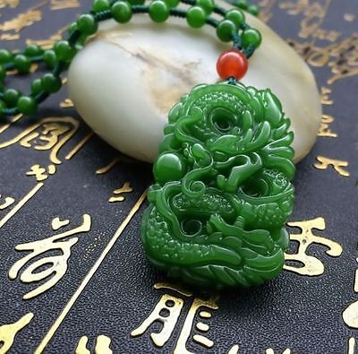  China's natural hand carved jade dragon pendant agate necklace  Без бренда - фотография #3