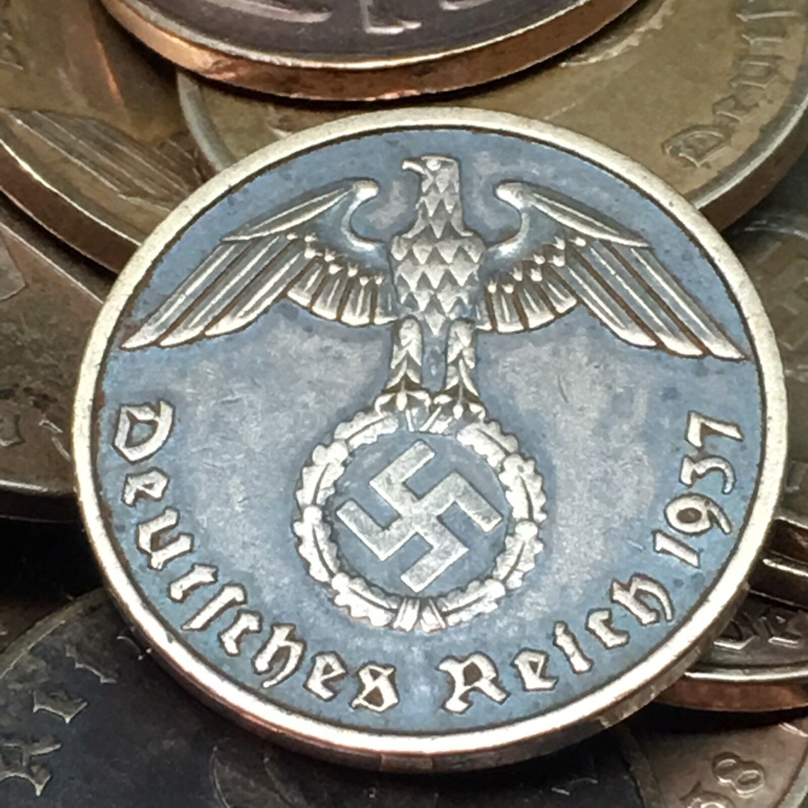 Rare WW2 German 2 RP Reichspfennig 3rd Reich Bronze Nazi Coin Buy 3 Get 1 Free Без бренда