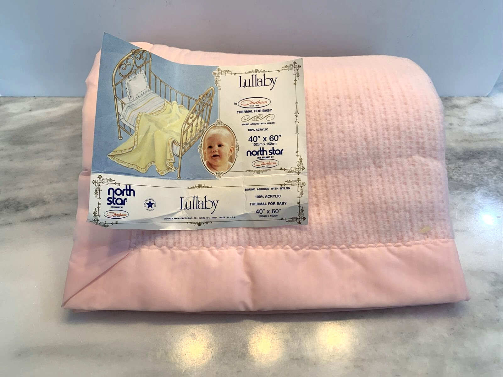 Chatham North Star Lullaby Thermal 100% Acrylic White Baby Crib Blanket Vintage Chatham