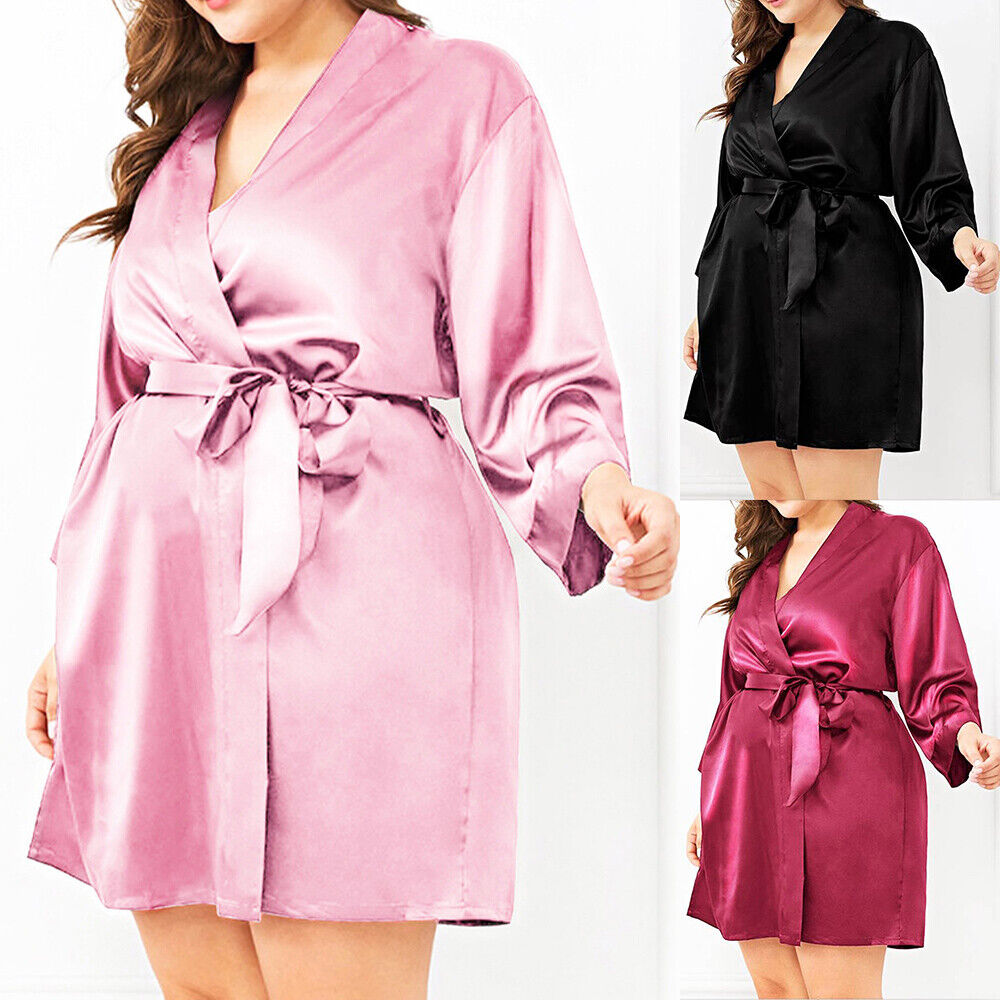 Womens Sexy Satin Silk Lace Bathrobe Lingerie Kimono Dressing Up Gown Sleepwear Unbranded Does Not Apply